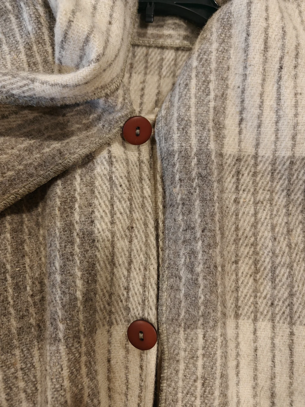 Neutral Plaid Fringe Throw Poncho - Taupe and Cream